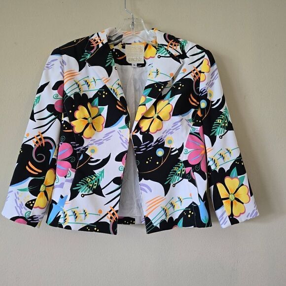 ALBERTO MAKALI Cache Women's Floral Print Jacket Blazer Size 8  Vintage Y2k - Picture 5 of 9